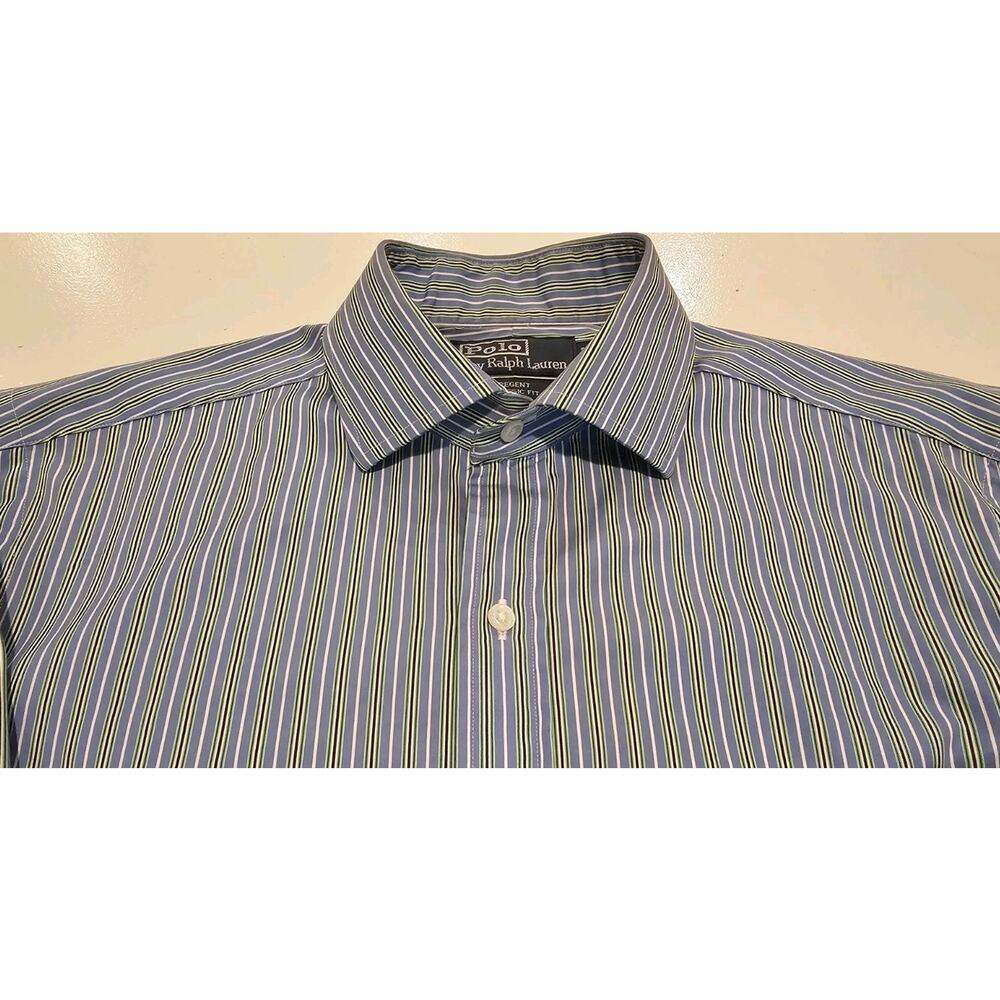 Polo Ralph Lauren Estate Custom Fit Mens 15 32/33 Blue Button Up Shirt Stripe